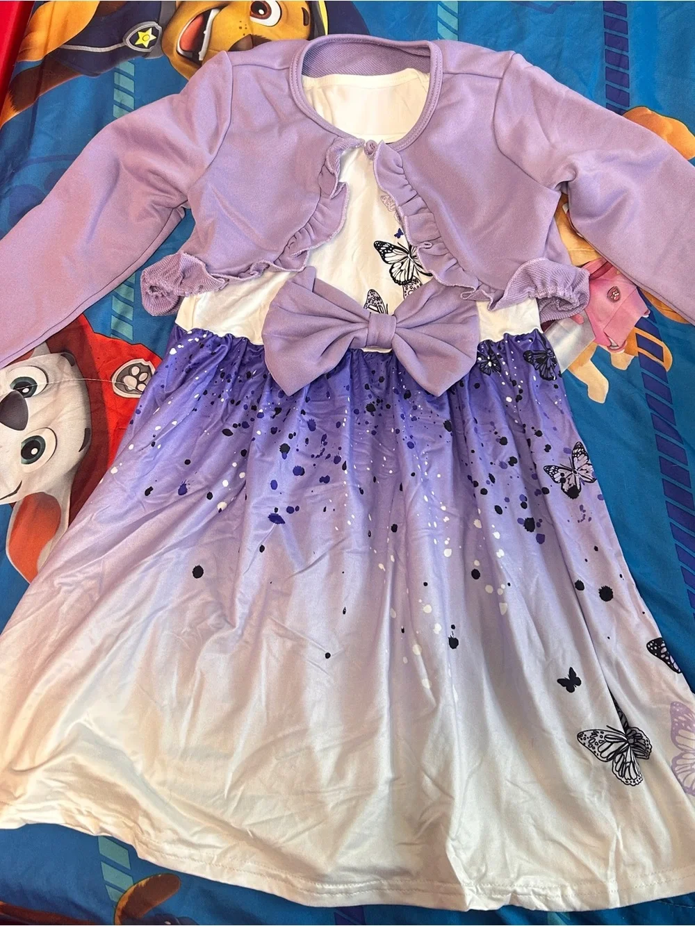 Girls' Lavender Butterfly Dress with Matching Bolero Jacket